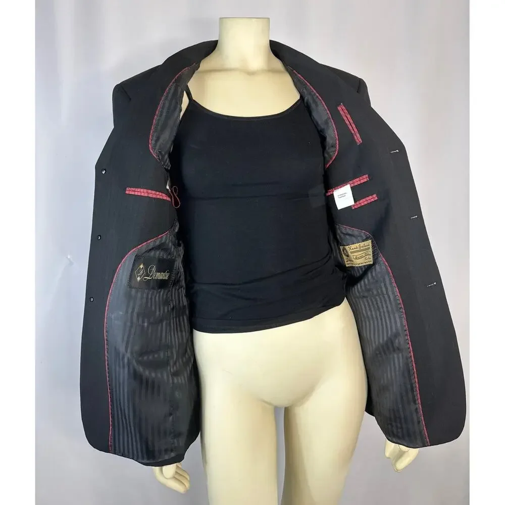 Demantie Super 150's Sport Coat Blazer hand tailored black size S/36 W/30